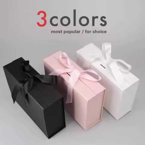 Boîte cadeau magnétique pliante avec ruban et carte de vœux